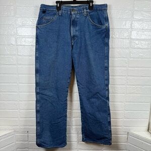 Vintage Wrangler Rugged Wear Jeans Mens 34x30 Blue Denim Fleece Straight Leg Y2K
